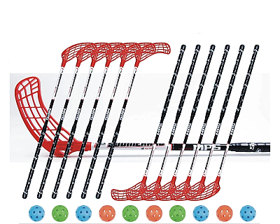 Set unihokejowy MPS Boomerang Red/Black (12 kije)