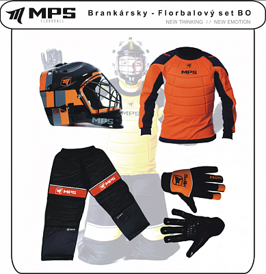 MPS Orange zestaw bramkarski + maską MPS Pro BO + Unihokejowe rękawice MPS