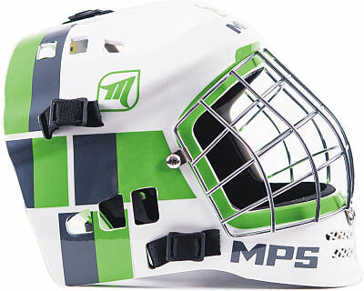 MPS kask PRO White/Green helmet srebrna siatka