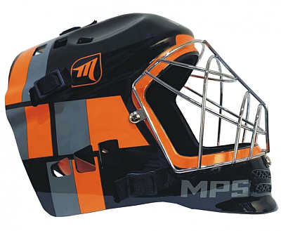 MPS kask MPS PRO BO 2024 - Metal Black/Orange helmet srebrna siatka