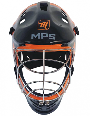 MPS kask MPS PRO BO 2024 - Metal Black/Orange helmet srebrna siatka