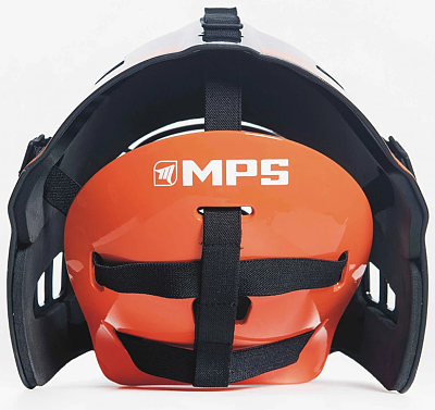 MPS kask MPS PRO BO 2024 - Metal Black/Orange helmet srebrna siatka